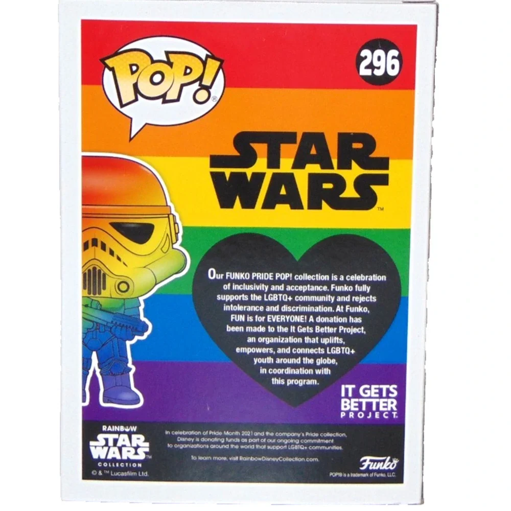Funko Pop #296 Stormtrooper Rainbow Pride Star Wars It Gets Better Vinyl Figure
